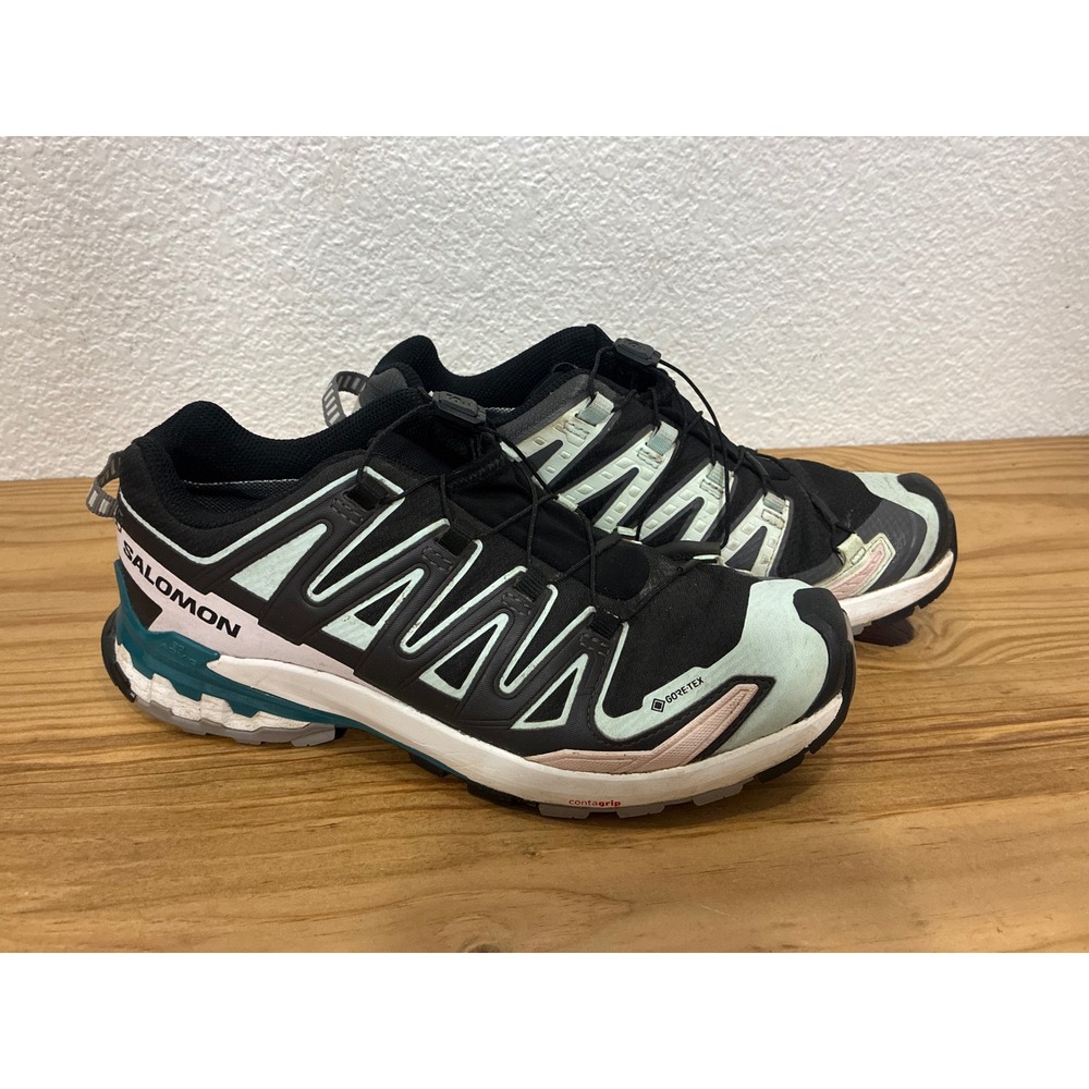 Salomon XA Pro 3D V8 Gore-Tex Trail Running Shoes Black Green Womens 8 471191